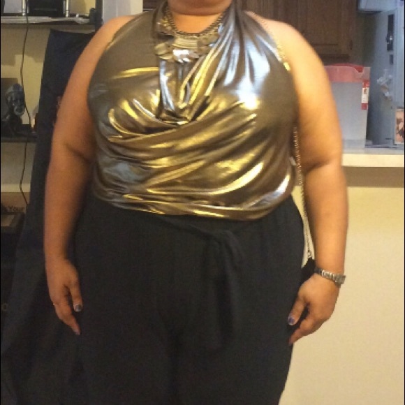 Ashley Stewart Other - Plus Size Gold Lame and Black jumpsuit